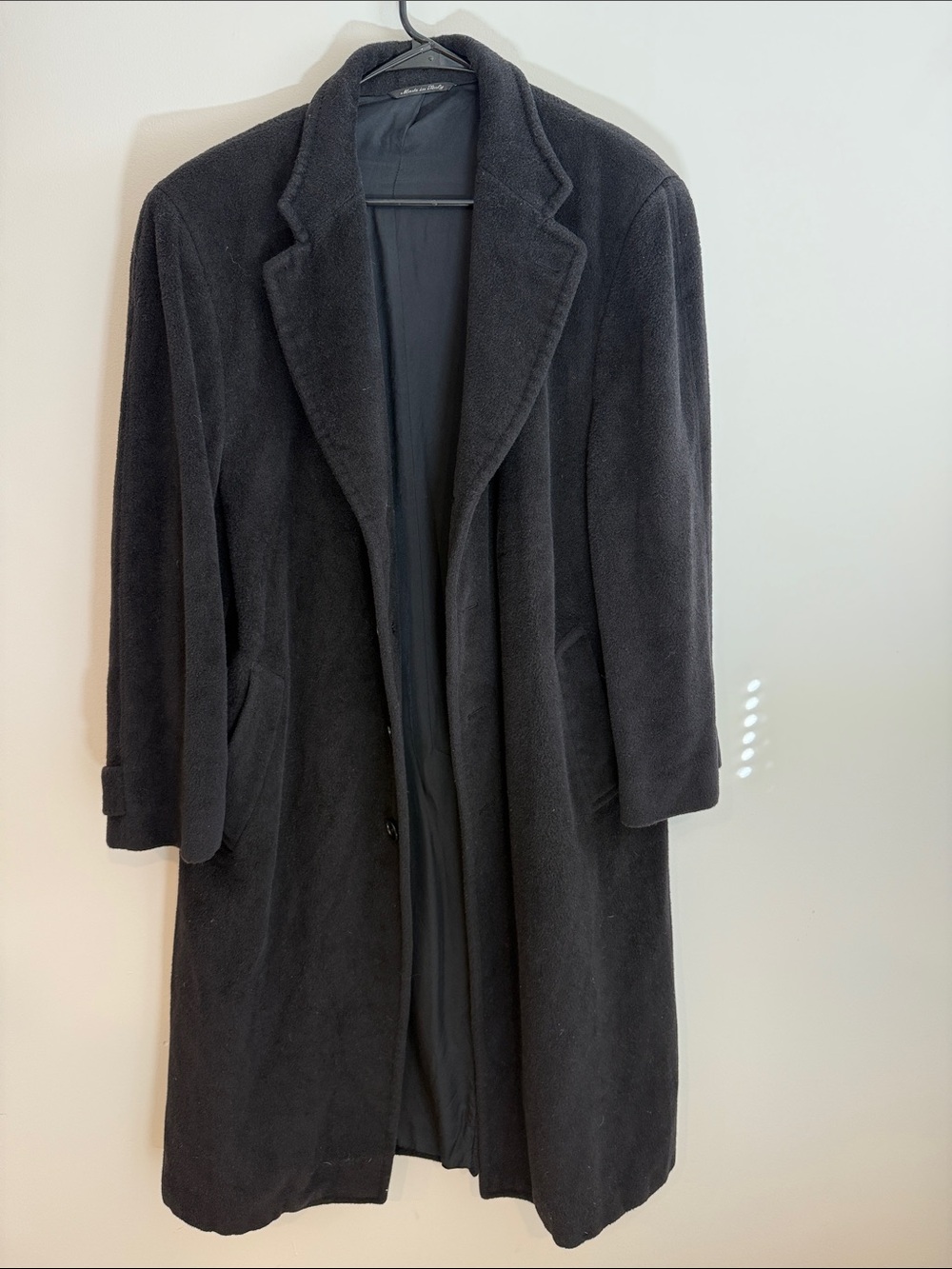Canali Men's Black Long Wool-Blend Trench Coat